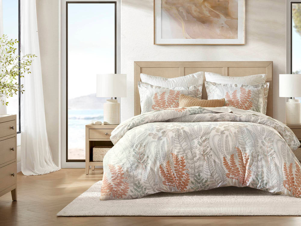 3-Piece Full/Queen 100% Cotton Sateen Duvet Cover Set,Terracotta/Linen Media 17