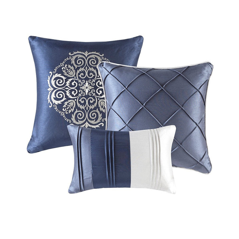 7 Piece Comforter Set Navy Queen