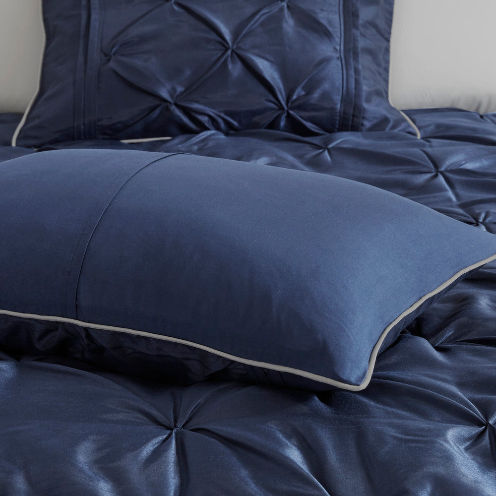 7 Piece Tufted Comforter Set Navy Queen Media 12