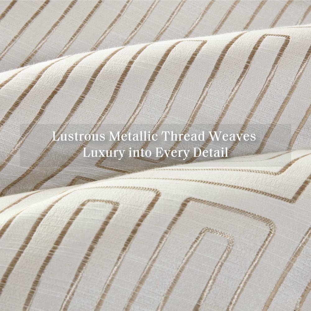 10 PCS Cal King Luxury Jacquard Comforter Set Ivory Media 7
