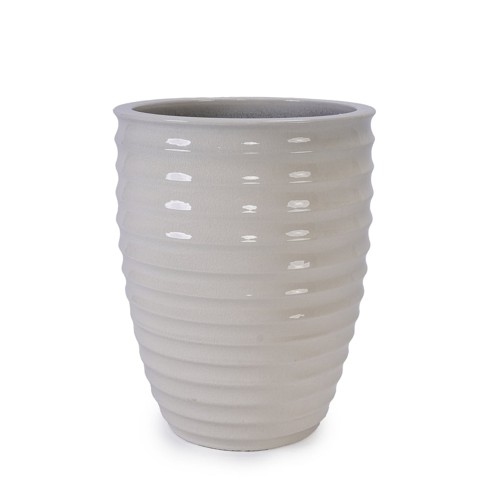 Ceramic Flowerpot, Modern Planter for Patio, Garden, Windowsill - Milk White Media 6