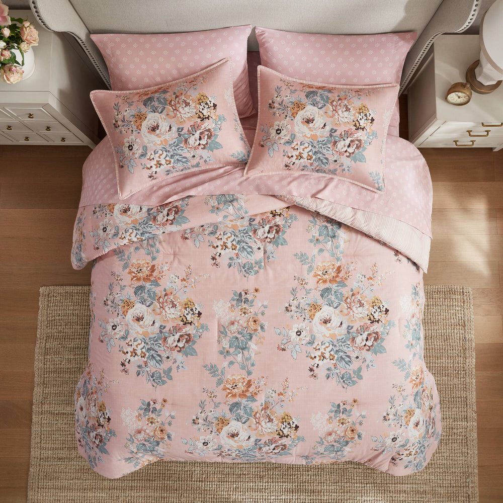 7-Piece Full 7 Piece Vin -inspired Collection floral print,Pink Media 14