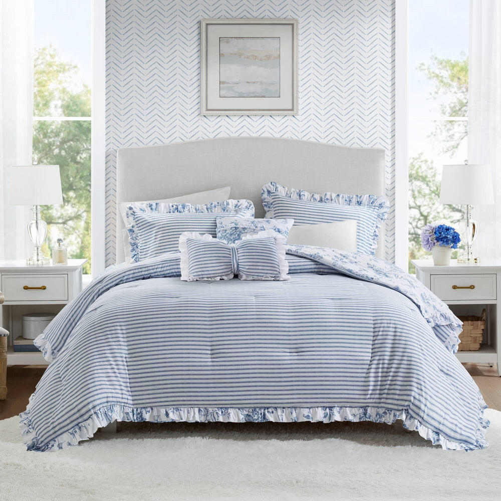 5 Pieces King Comforter Set with Decorative Pillows,Blue Media 17