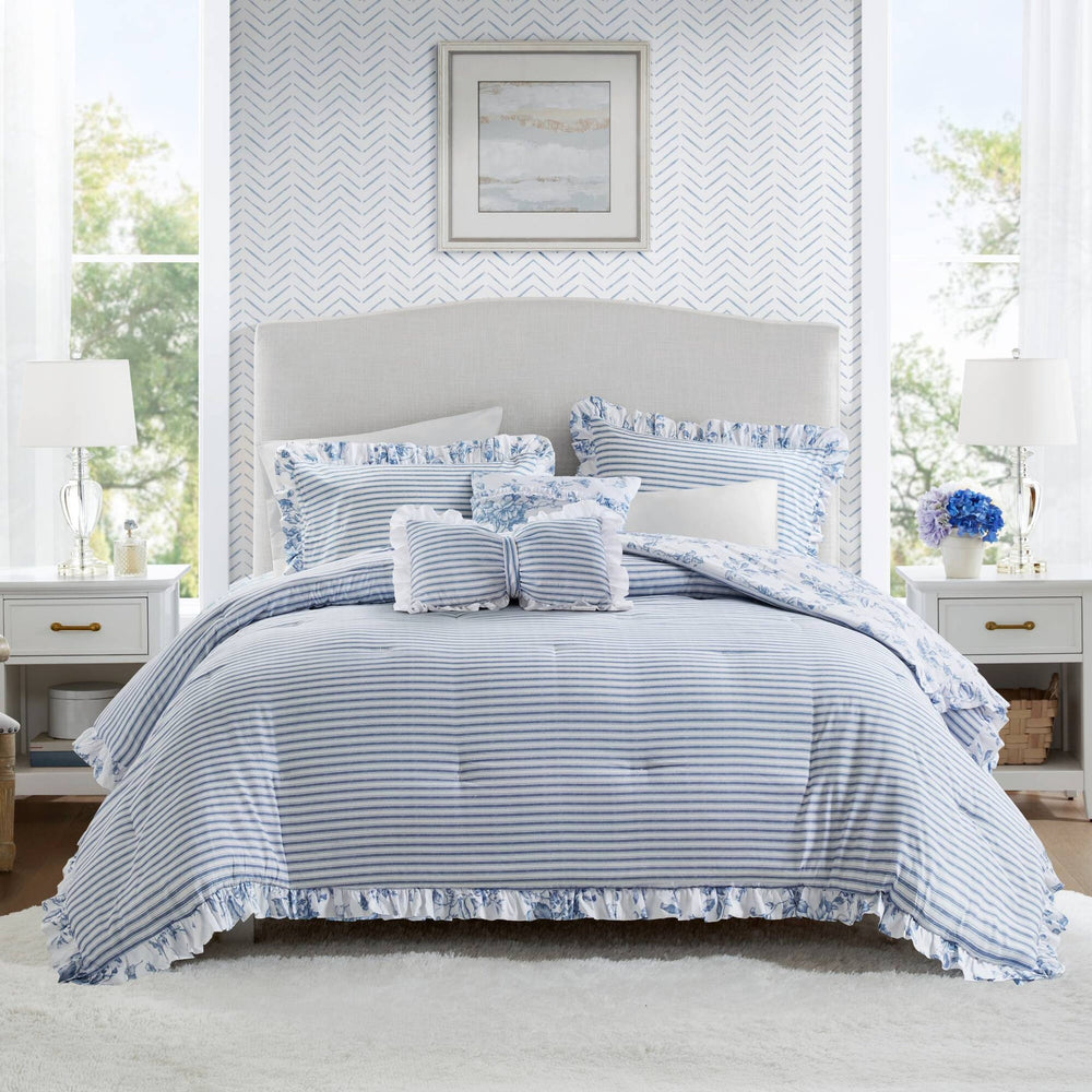 5 Pieces King Comforter Set with Decorative Pillows,Blue Media 17