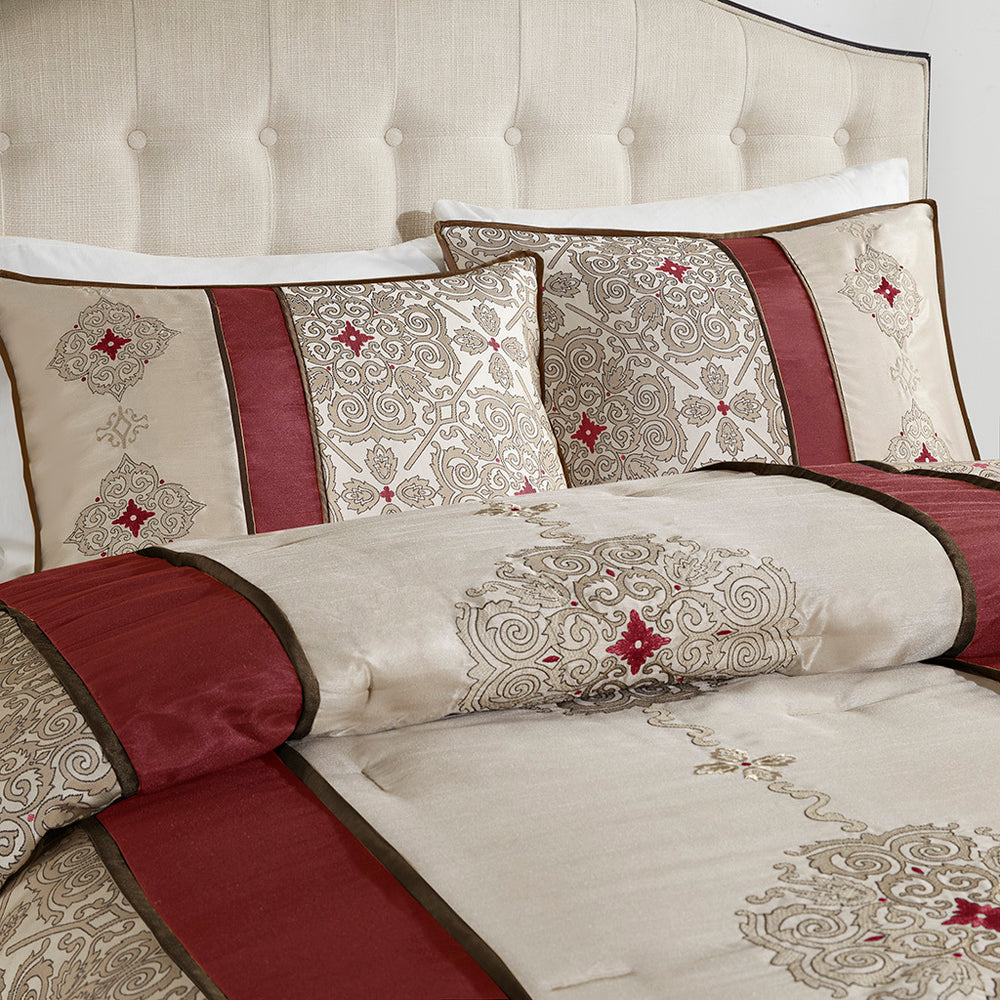 King 7 Piece Jacquard Comforter Set with Throw Pillows Media 18