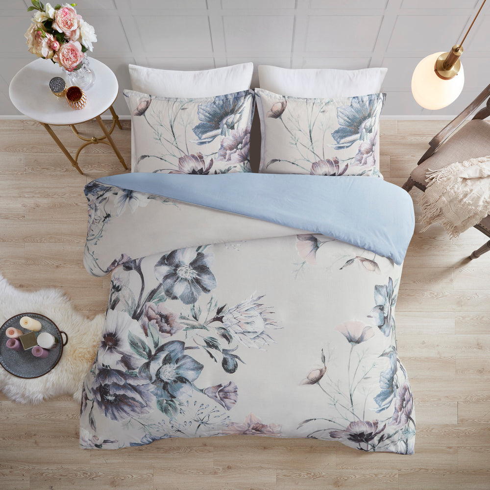 Full/Queen 3 Piece Cotton Printed Duvet Cover Set Media 15