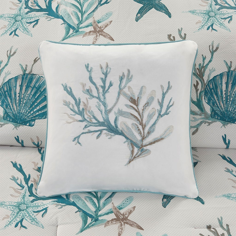 7 Piece Cotton Sateen Comforter Set Aqua King Media 13