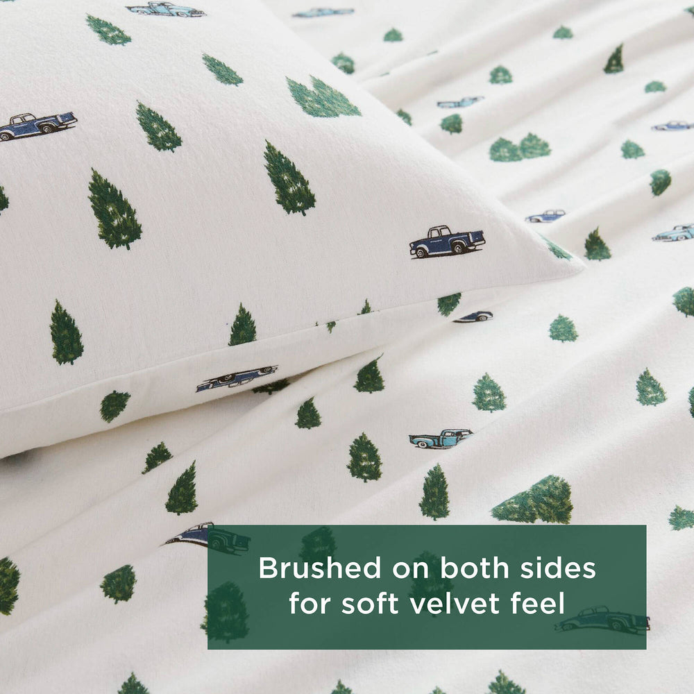 3 PCS Twin Sheet Set Green Trees & Trucks Media 5