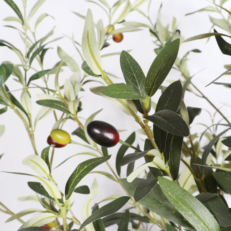 7' Artificial Olive Tree in Black Plastic Pot, 1pc/set