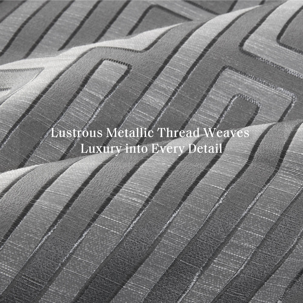10 PCS King Luxury Jacquard Comforter Set Grey Media 5