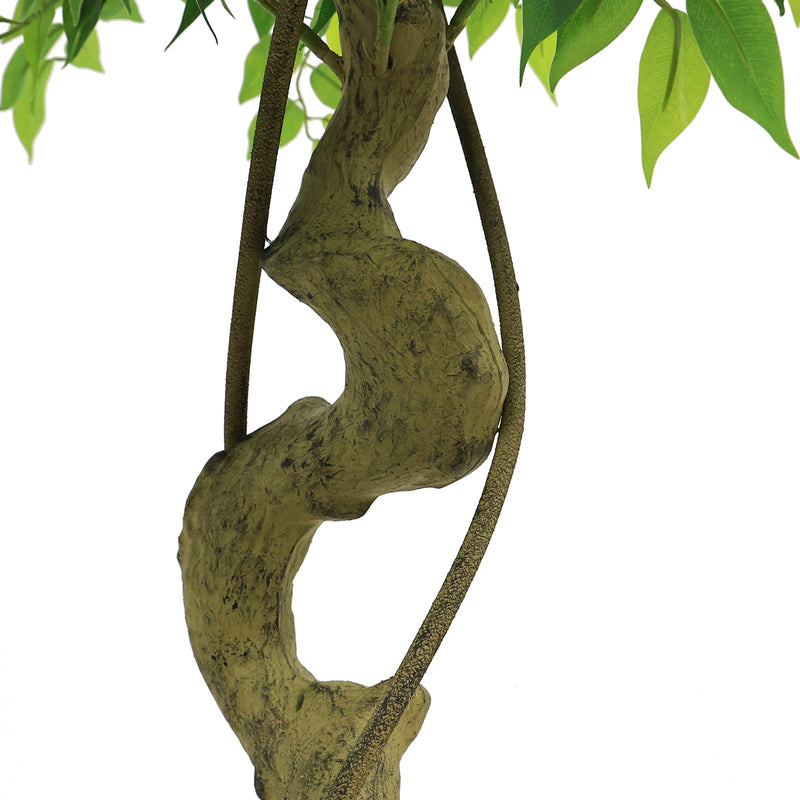 6FT Lifelike Artificial Ficus Tree with Black Pot for Home or Office Decor, Green Plastic Indoor Plant