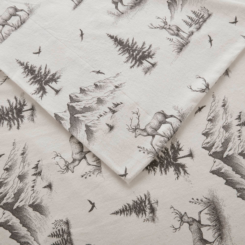 4 PCS King Sheet Set Gray Deer Toile Media 14