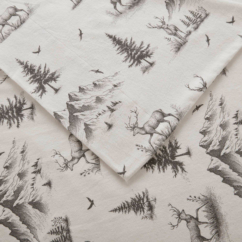 4 PCS King Sheet Set Gray Deer Toile