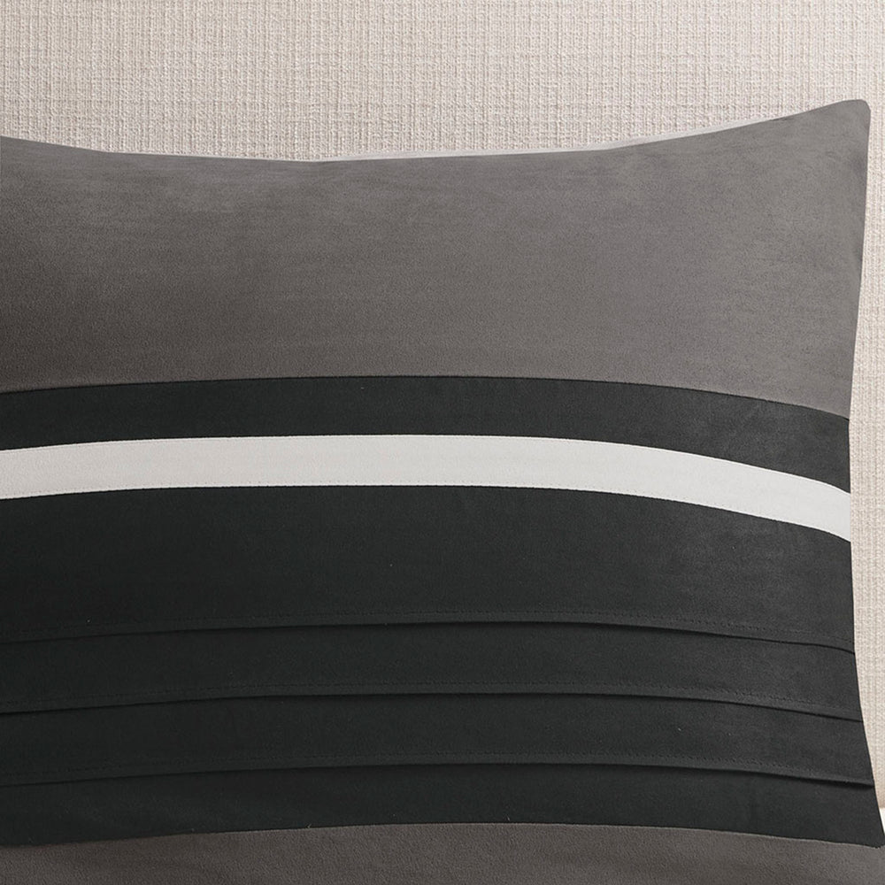 7 PC Pieced Faux Suede Comforter Set Black Queen Media 6