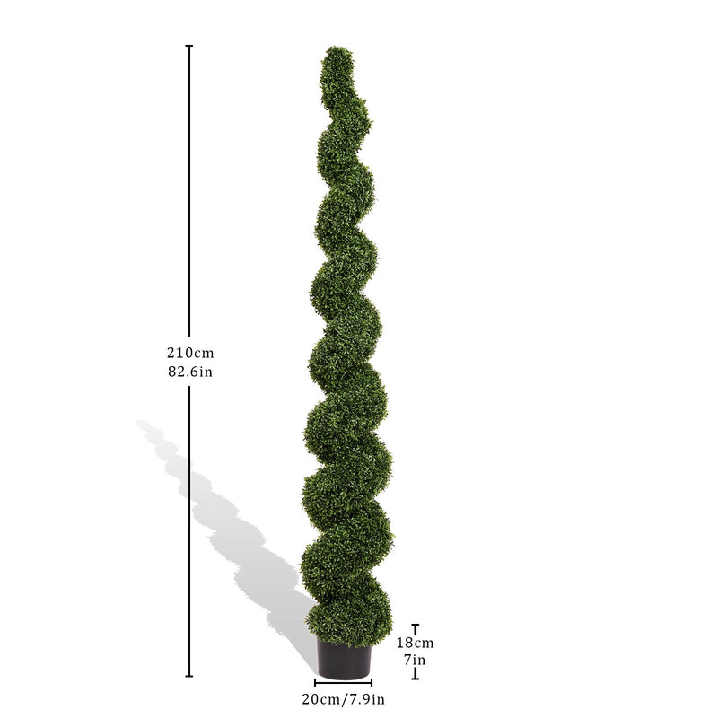 Topiary Bonsai Artificial Spiral Tree Plant Outdoor UV Resistant Plastic Boxwood 210cm Green