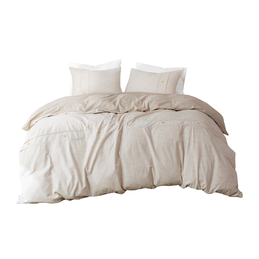 3 Piece Organic Cotton Oversized Duvet Cover Set Natural Full/Queen Media 12