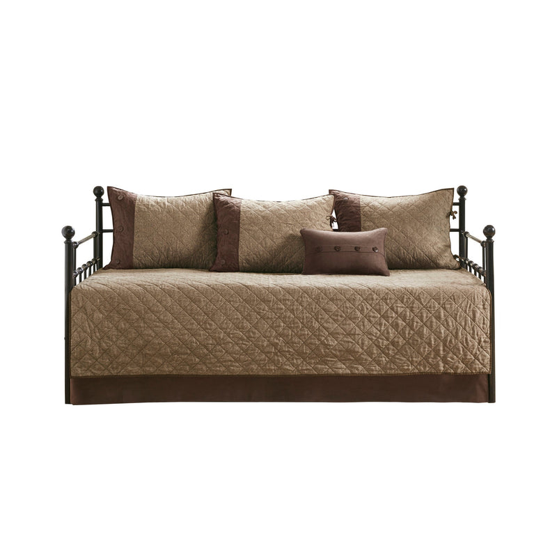 6 Piece Reversible Daybed Cover Set Brown Daybed