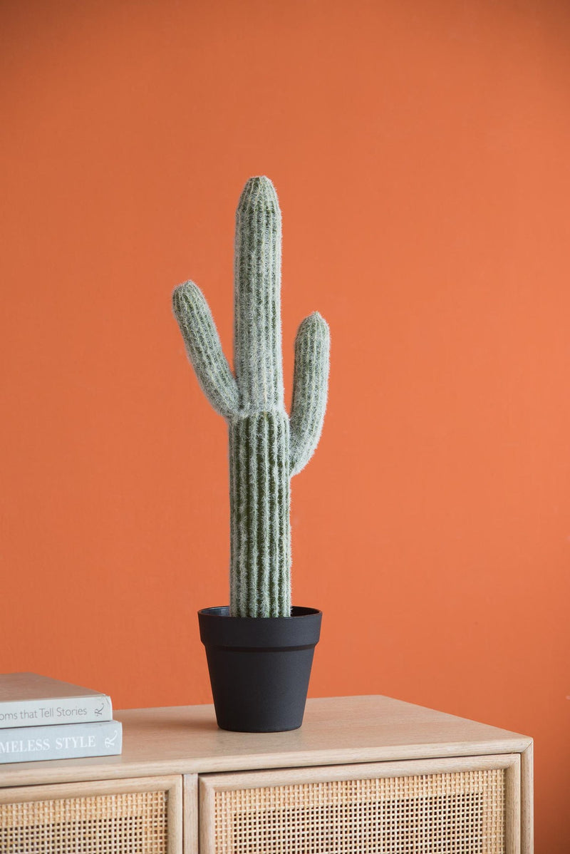 8x5x24.5'H Artificial Saguaro Cactus in Black Pot