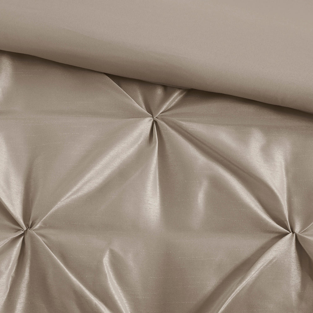 7 Piece Tufted Comforter Set Taupe Queen Media 9
