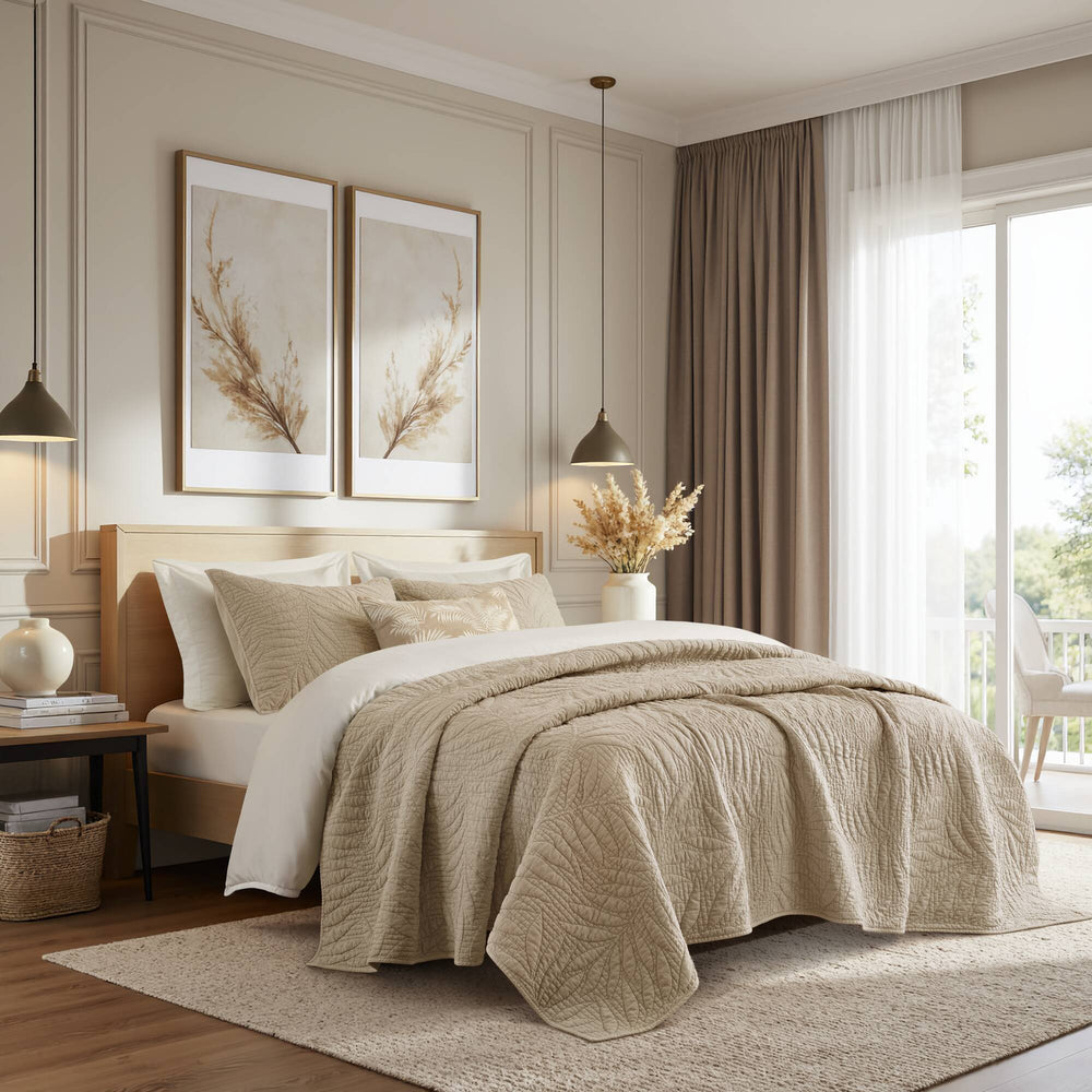 Full/Queen 3 Piece  Cotton Quilt Set Linen Media 1