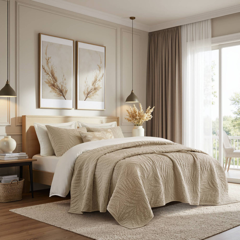 Full/Queen 3 Piece  Cotton Quilt Set Linen Media 1
