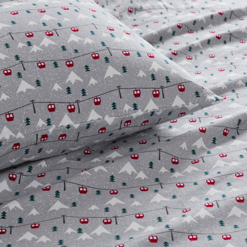 4 PCS Queen Sheet Set Grey Ski Jump
