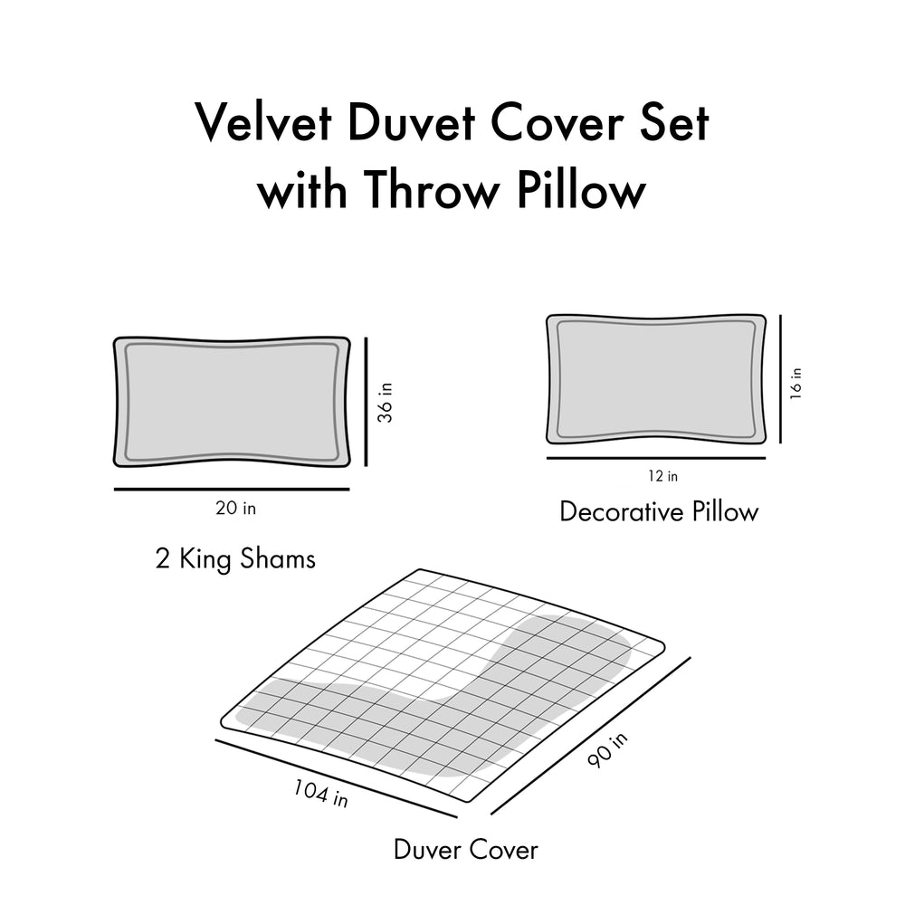 King/Cal King Velvet Duvet Cover Set with Throw Pillow Media 18
