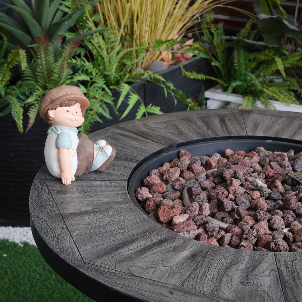 Outdoor Propane Fire Pit Concrete Stonecrest & Lava Rocks Cover Included Media 10