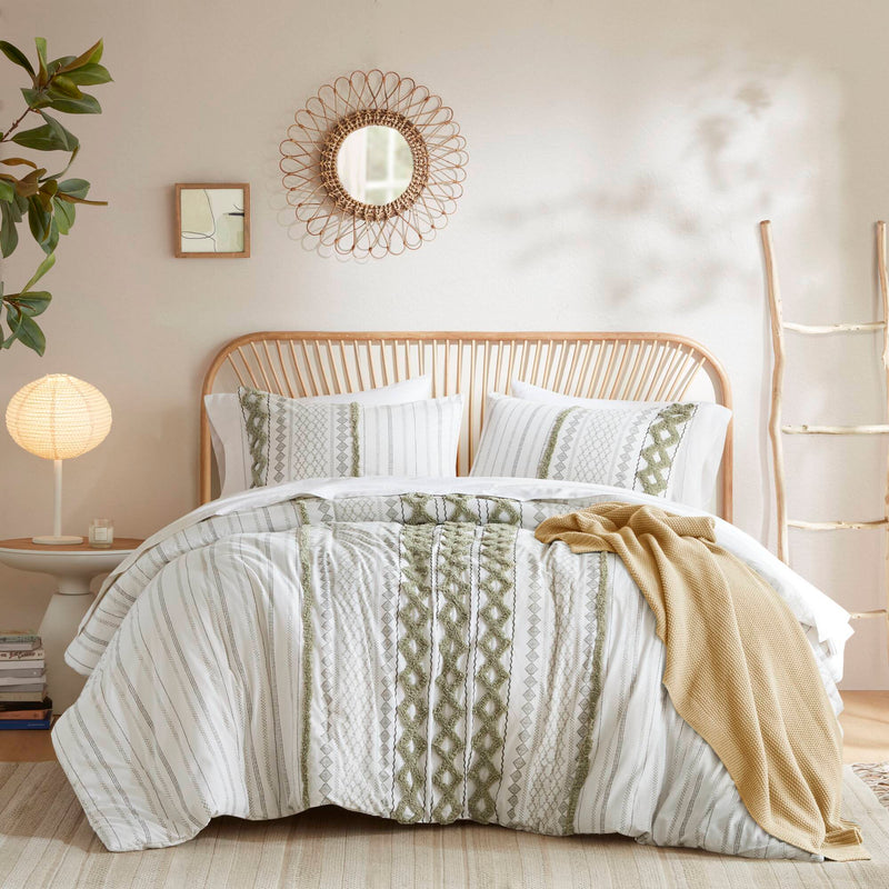 3 PCS Cotton Printed Comforter Set with Chenille