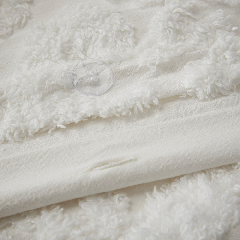 King/Cal King 3 Piece Tufted Cotton Chenille Damask Duvet Cover Set Media 10