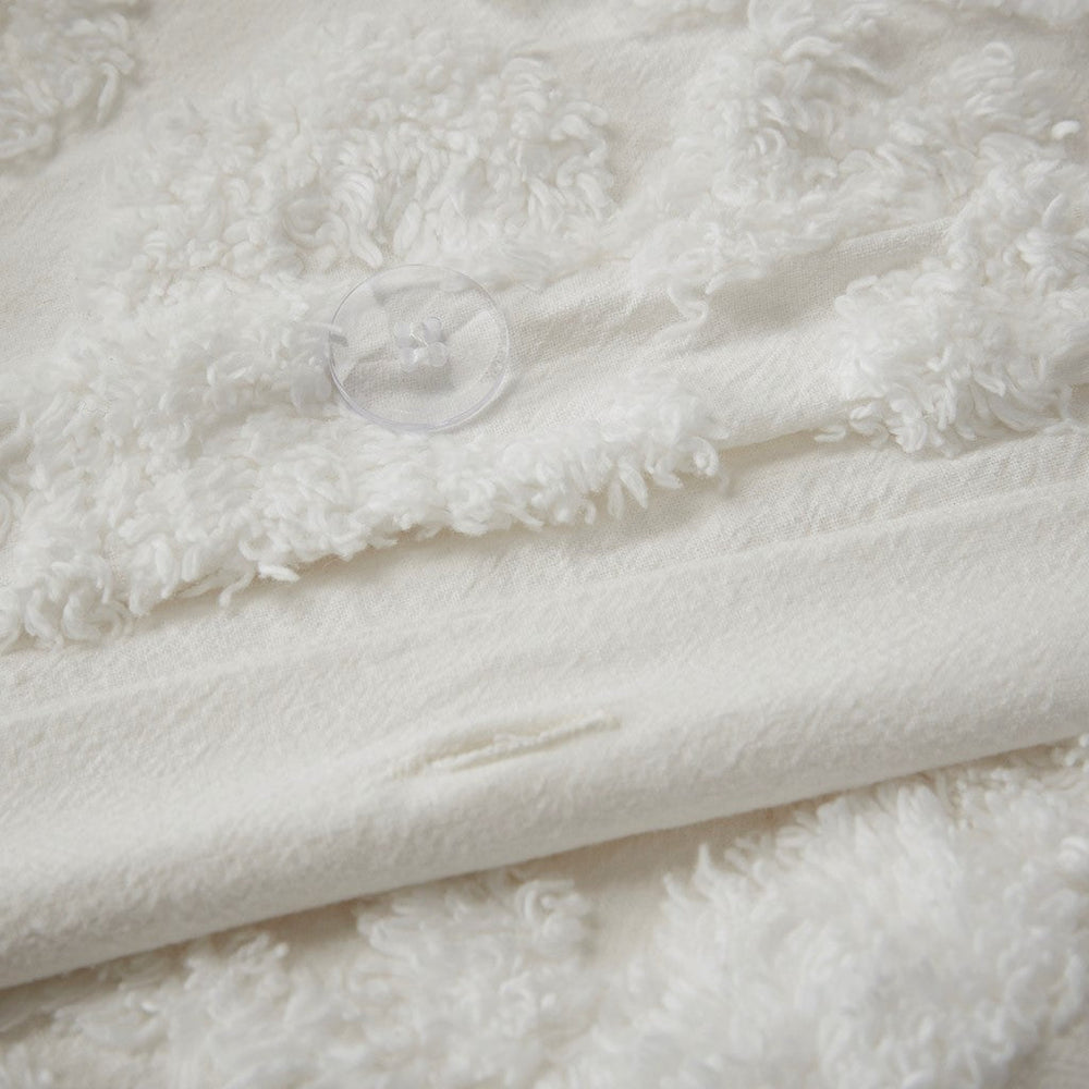 Full/Queen 3 Piece Tufted Cotton Chenille Damask Duvet Cover Set Media 10