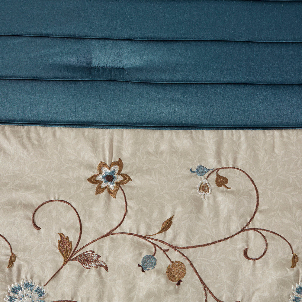 Embroidered 7 Piece Comforter Set Navy Cal King Media 13