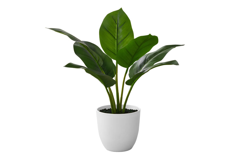 Artificial Plant, 17' Tall, Aureum, Indoor, Faux, Fake, Table, Greenery, Potted, Real Touch, Decorative, Green Leaves, White Pot