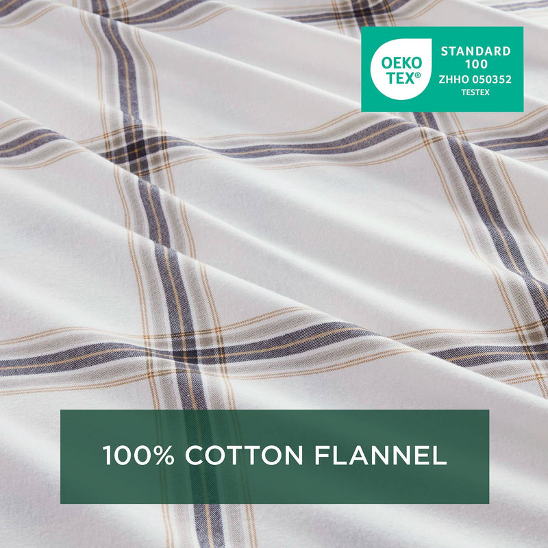 4 PCS Full Sheet Set Tan Plaid
