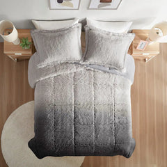 Ombre Shaggy Long Fur Comforter Mini Set perspective