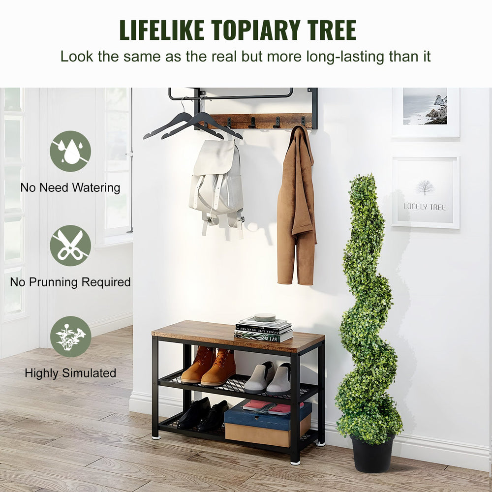 2 pcs. Artificial Boxwood Tower Topiary Spiral Artificial Plant 122cm high Decorative Plant Green Plastic PE Iron Topiary Plants incl. 10 pcs. Replacement Leaves Media 3
