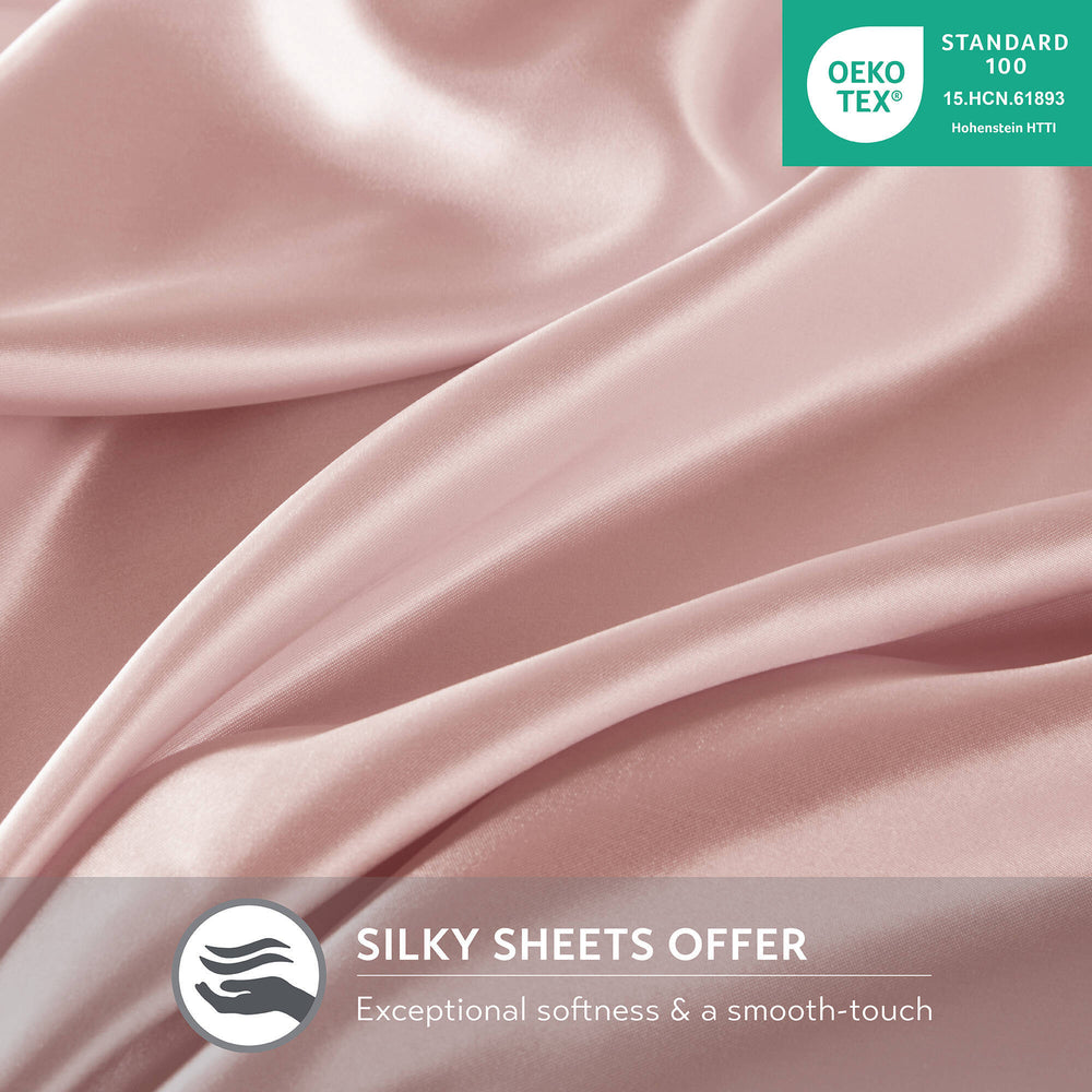 4 PCS Twin Luxury Sheet Set Blush Media 5