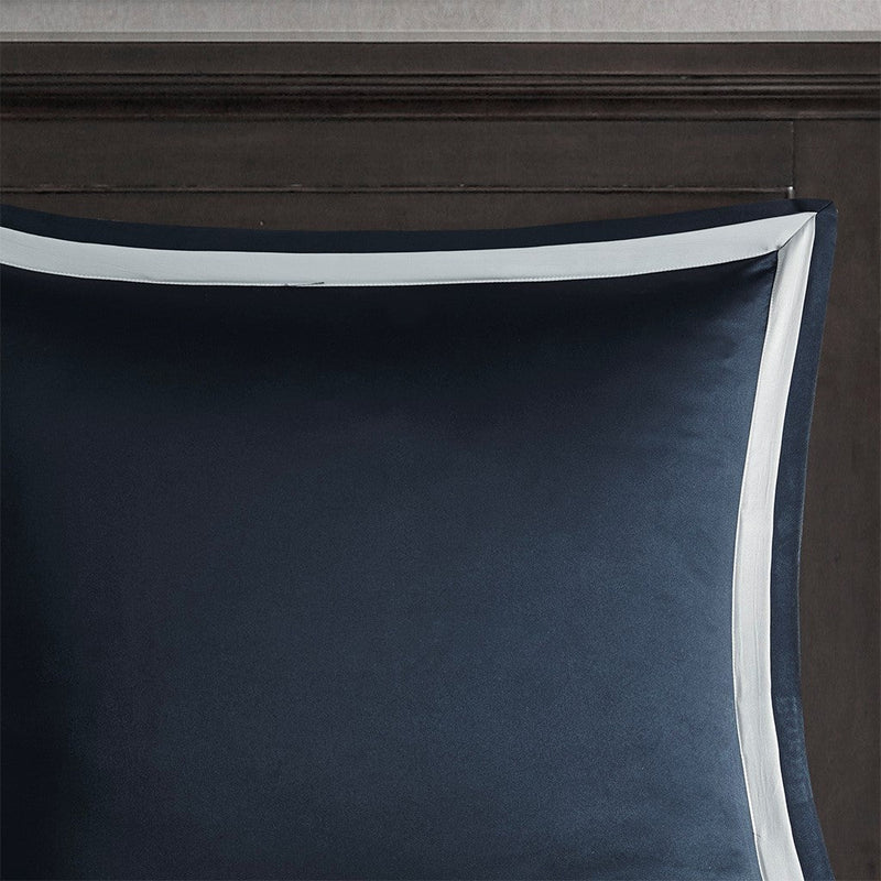 8 Piece Jacquard Comforter Set Navy/Silver King
