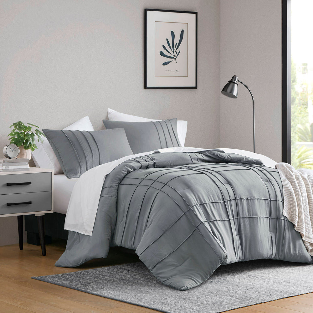 2-Piece Twin/Twin XL Soft Washed Pleated Comforter Set Media 1