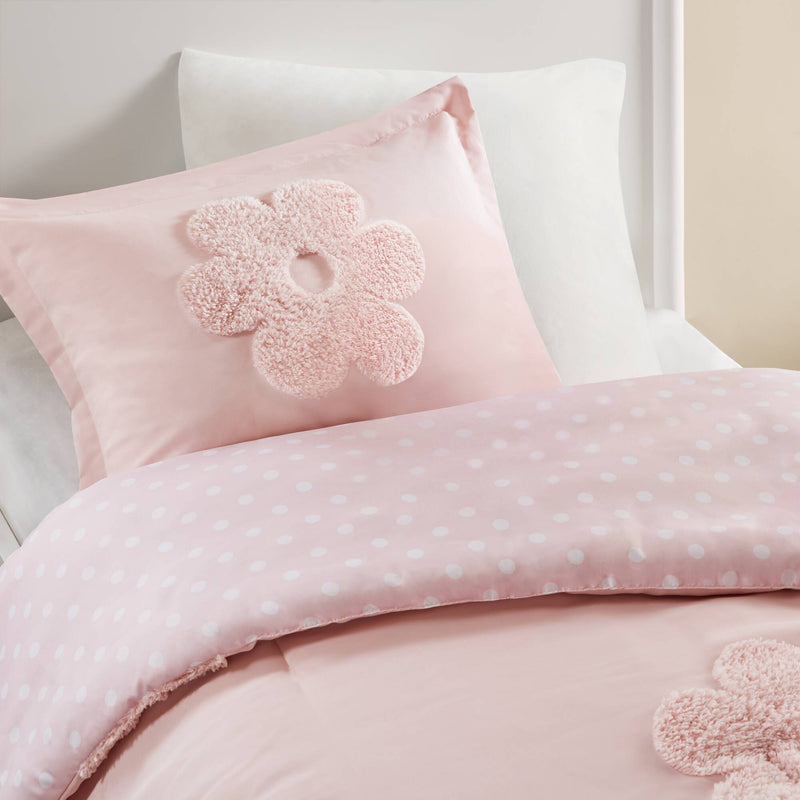 Floral Reversible Tufted Chenille Duvet Cover Set