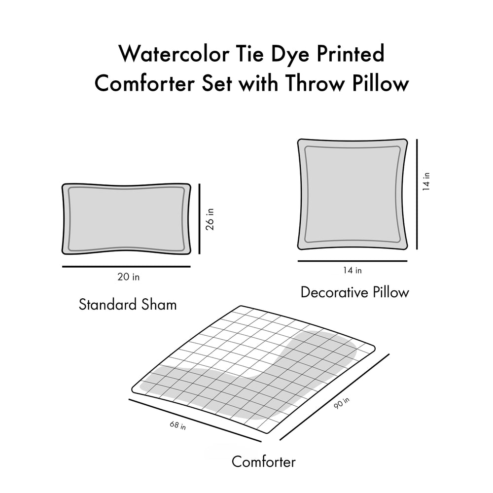 Twin/Twin XL Watercolor Tie Dye Printed Comforter Set with Throw Pillow Media 16