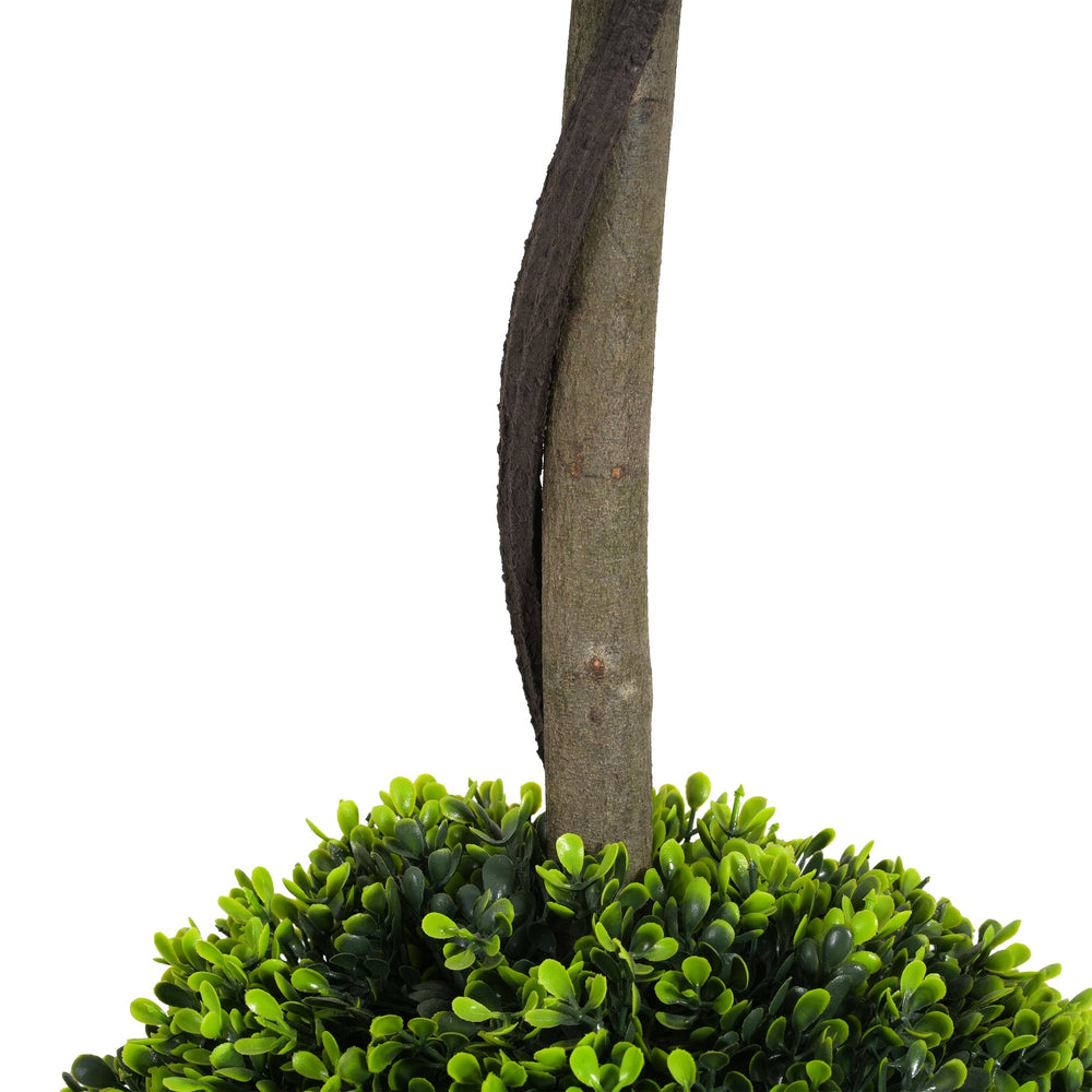 34' Artificial Topiary Boxwood Tree Double Ball with Black Plastic Pot, Set of 2 Media 10