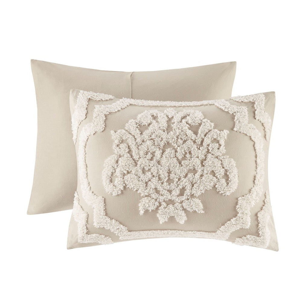 King/Cal King 3 piece Tufted Cotton Chenille Damask Duvet Cover Set Media 12