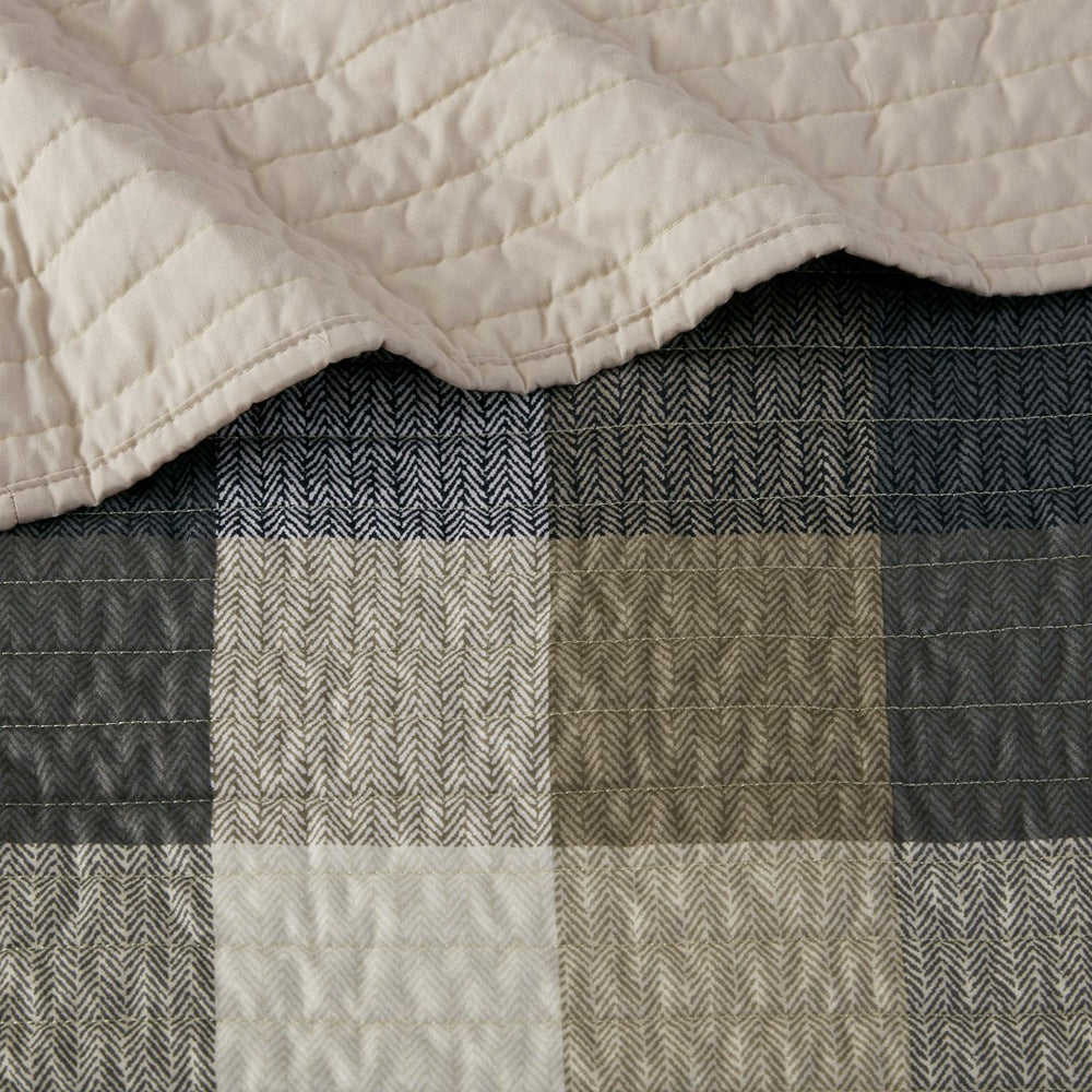 6 Piece Reversible Plaid Daybed Cover Set Neutral Daybed Media 5