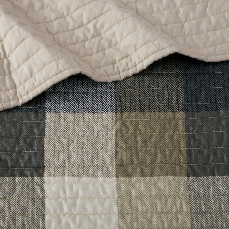 6 Piece Reversible Plaid Daybed Cover Set Neutral Daybed