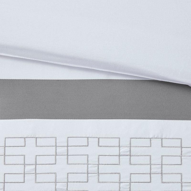 8 Piece Embroidered Comforter Set White Cal King