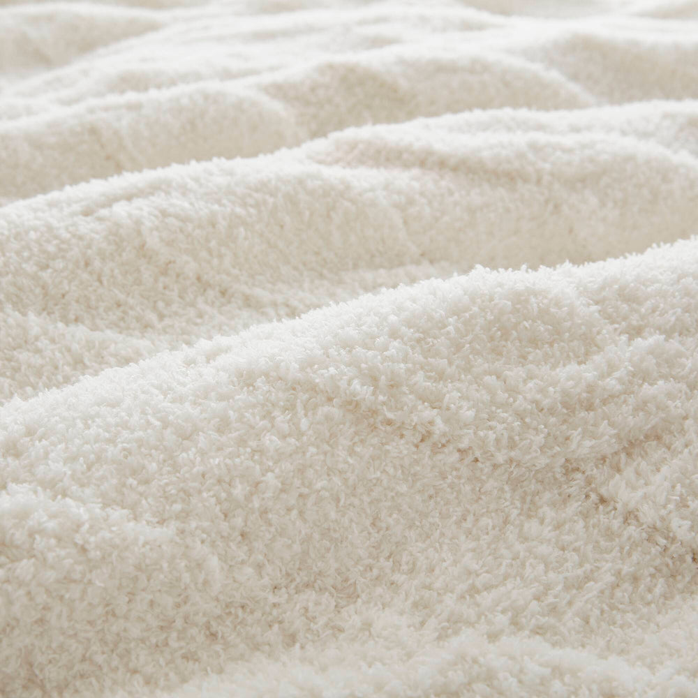 2 Pieces Twin Cable Knit Chenille Comforter Set,Ivory Media 17