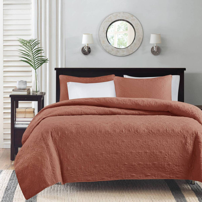 3 Piece Reversible Quilt Set Clay Red Full/Queen