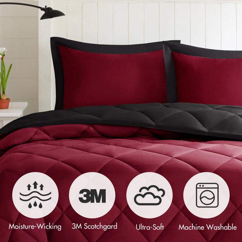 3M Scotchgard Diamond Quilting Reversible Down Alternative Comforter Set