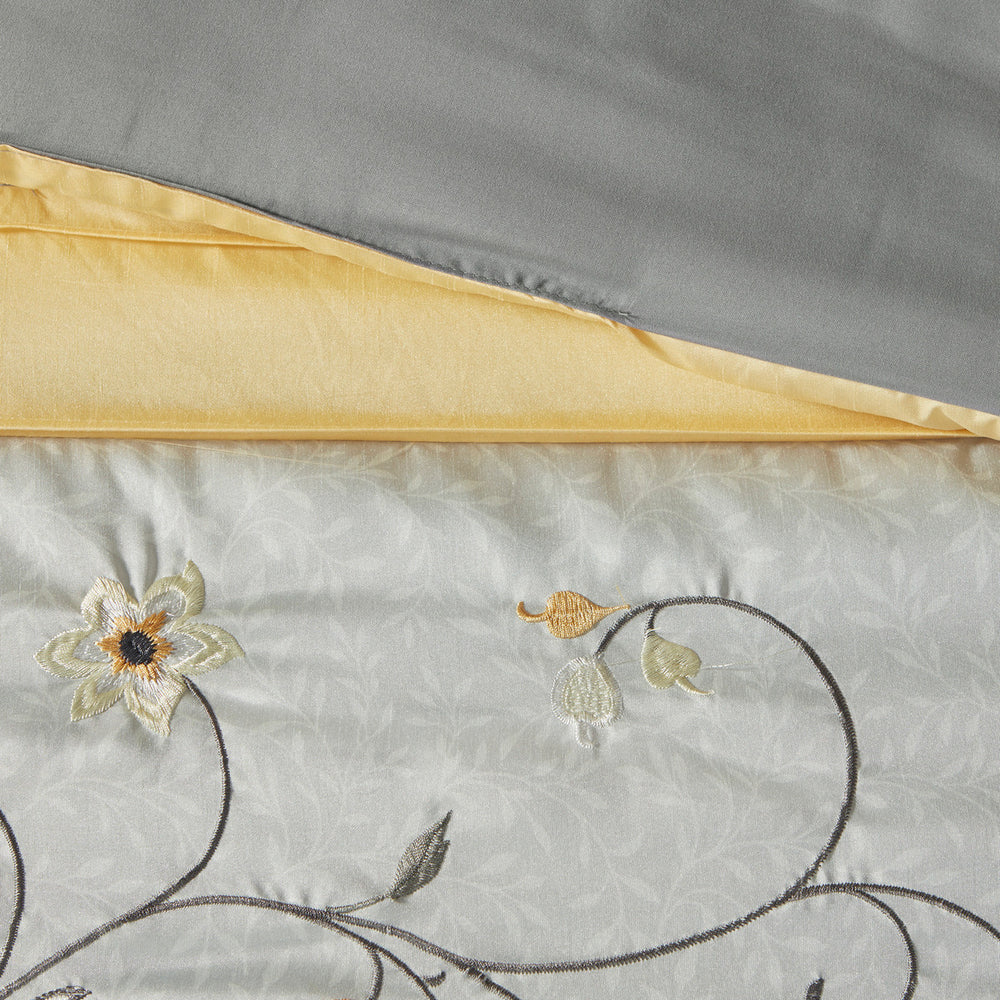Embroidered 7 Piece Comforter Set Yellow King Media 3